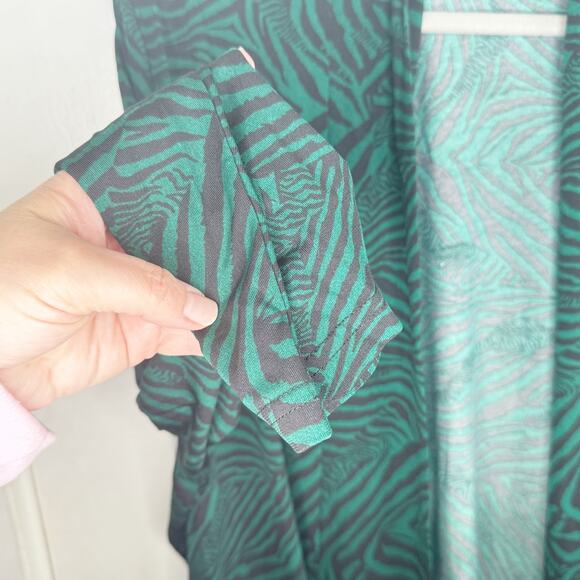 Ulla Popken Green Black Zebra Animal Print Cardigan Layering Lagenlook 24 26 - Picture 6 of 12